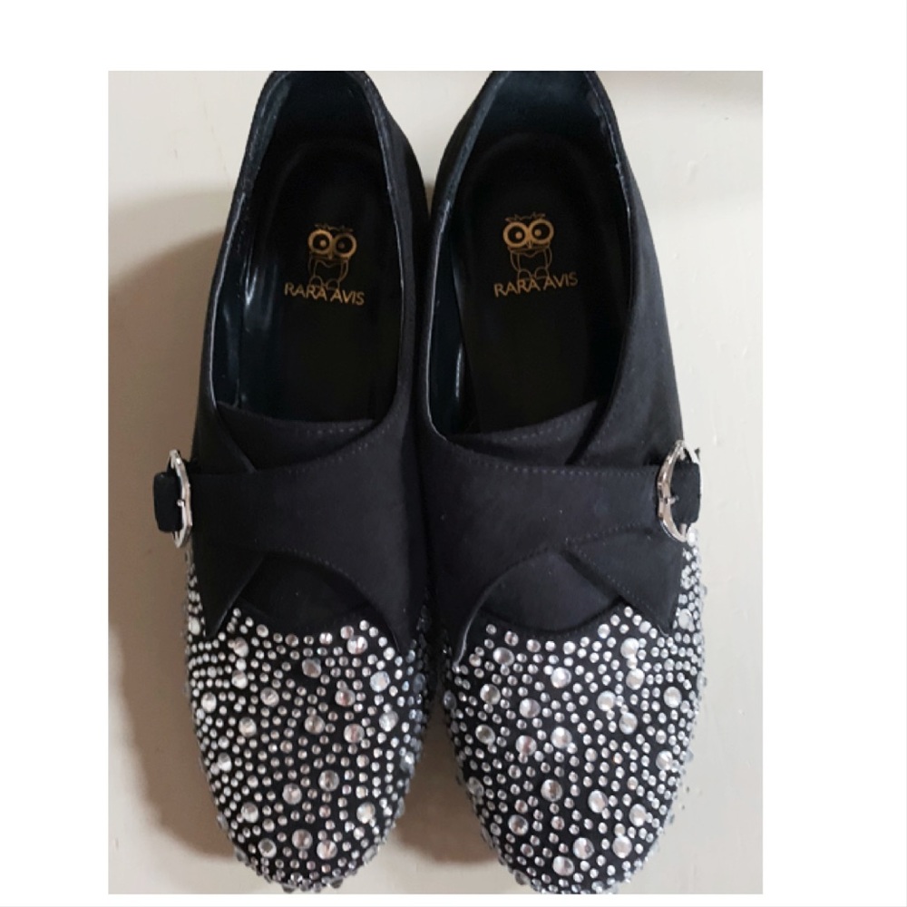 Rara avis black suede studded shoes  size 9